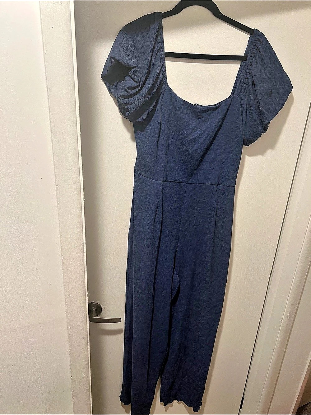 Blue Puff Sleeve Jumpsuit